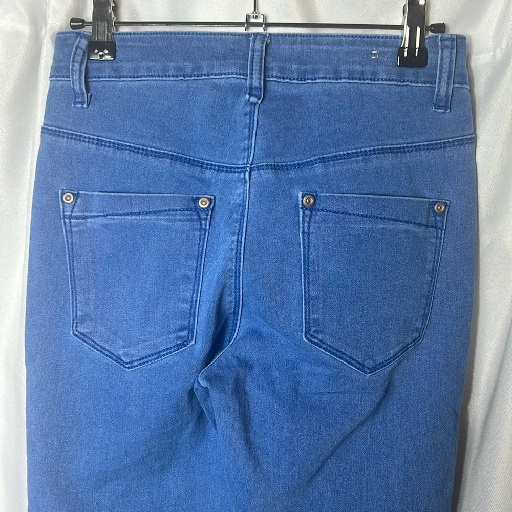 Boohoo Blue Wash High Rise Skinny Jeans Size 10 Stretch Denim Ankle Length - Picture 6 of 10